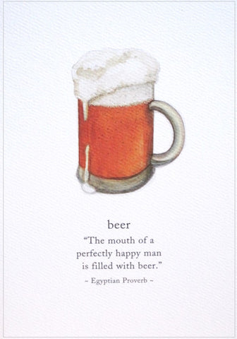 birthday card beer mug overflowing words on white background