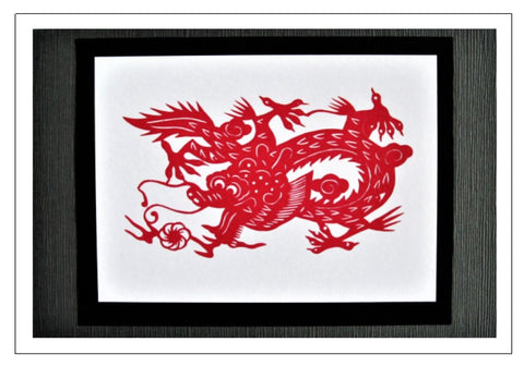 red dragon handmade card Chinese papercut