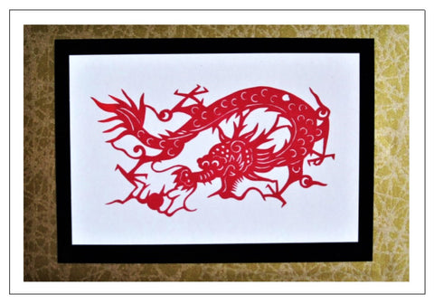 red dragon handmade card Chinese papercut