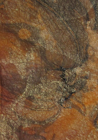 Marbled mulberry paper from Thailand, gold metallics on shades of orange red