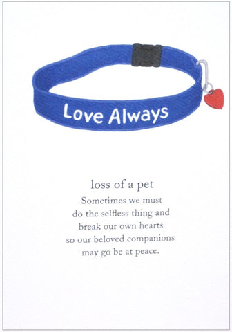 greeting card loss of pet sad card blue collar with red heart