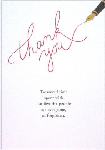thank you card words on white background special times special people