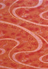 Japanese chiyogami, yuzen, mulberry or rice paper with a swirling design on an orange-red background.