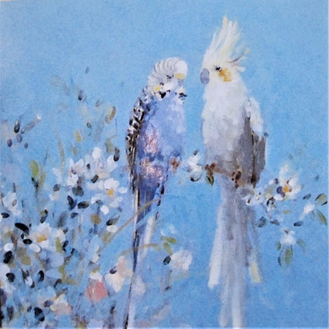 Cockatiel & White Blossom Greeting Card   AG0048