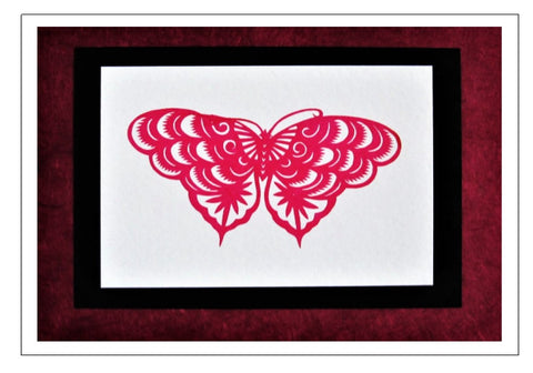 red butterfly handmade card Chinese papercut 