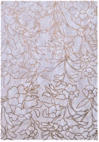 Lokta paper from Nepal, gold flower design on white