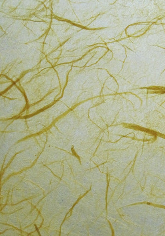 Unryu mulberry paper with silk strands from Thailand, bright yellow